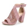 mikarka Women's Cutout Gladiator Chunky Heeled Sandals Open Toe Ankle Strap/Zipper Summer Sandals view 1