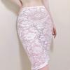 Linjinx Women's Micro Mini Hip Skirt Lace Semi Transparent Bodycon Short Skirt Sheer Stretchy Ultrashort Skirts White B One Size view 2
