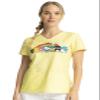 Tooniforms Women Scrubs Top Shaped V-Neck Print TF772, XXS, Under The Rainbow view 1