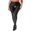 Hularka Women's Oil Glossy Footed Leggings Nylon Spandex Tights Opaque High Waist Pantyhose Pants Black Large view 4
