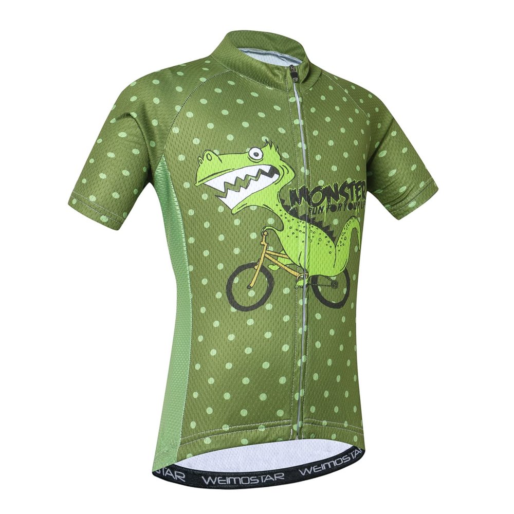 Cycling Jersey Kids Bicycle Top Children Bike MTB Shirt Boy Girl Mountain Road Clothing Racing Riding Clothes Summer Short Sleeve Green XL