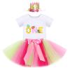 Baby Girls 1st Birthday Outfit Pineapple One Romper Tutu Skirt Sequin Crown Headband 3PCS Infant Princess First Birthday Summer Bowknot Tutu Dress Cake Smash Clothes Set Yellow - Pineapple One 1 Year view 1