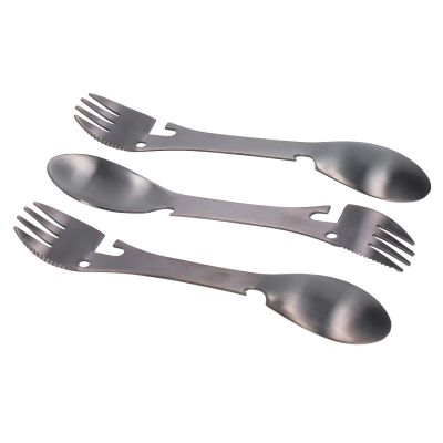 5 in 1 Camping Utensils,Tactical Spork Camping Spork Portable Flatware Stainless Steel Silverware Fork Spoon Bottle Opener Knife Can Opener Combo for Outdoor Picnic Hiking Fishing Backpacking