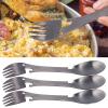 5 in 1 Camping Utensils,Tactical Spork Camping Spork Portable Flatware Stainless Steel Silverware Fork Spoon Bottle Opener Knife Can Opener Combo for Outdoor Picnic Hiking Fishing Backpacking view 3