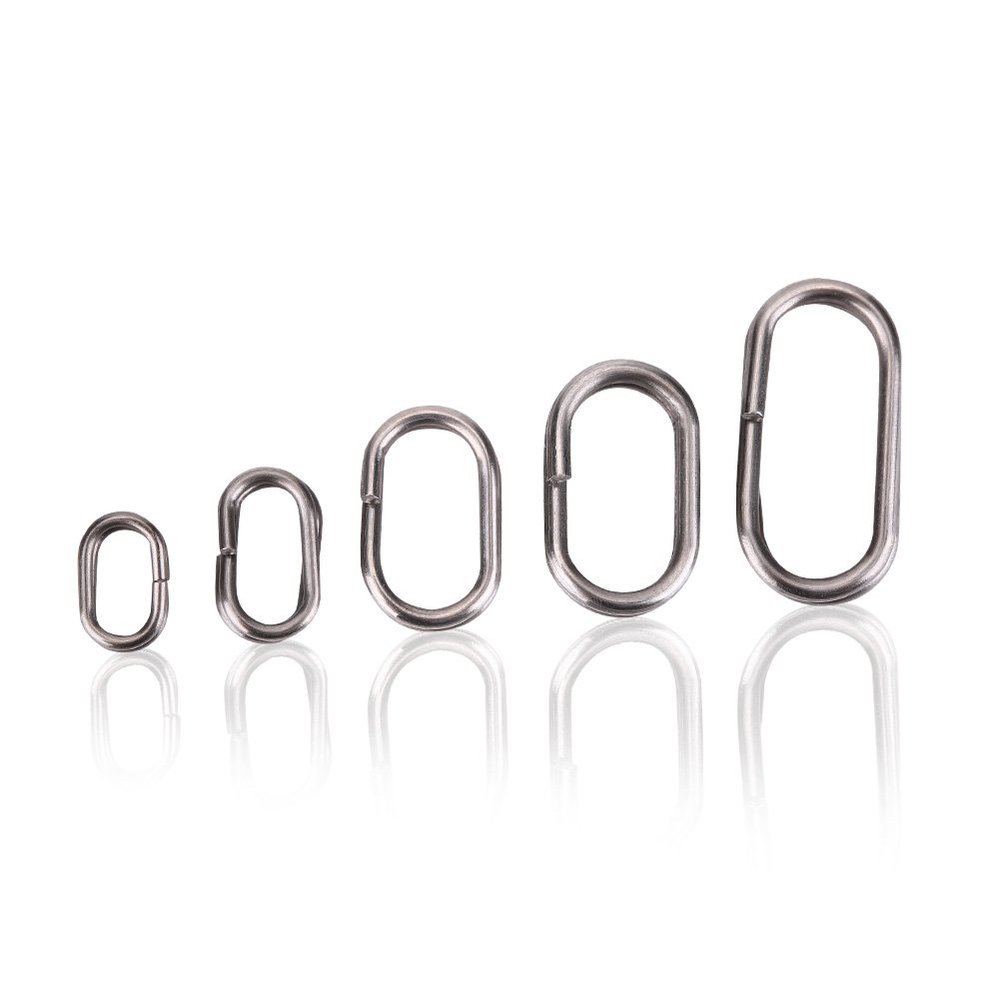 100Pcs Oval Split Rings Stainless Steel Open Jump Rings Silver Fishing Split Ring Swivel Snap Carp Fishing Lure Tackle Connector Keyrings Keychains Keys Holder, 5-Sizes(6x10mm)
