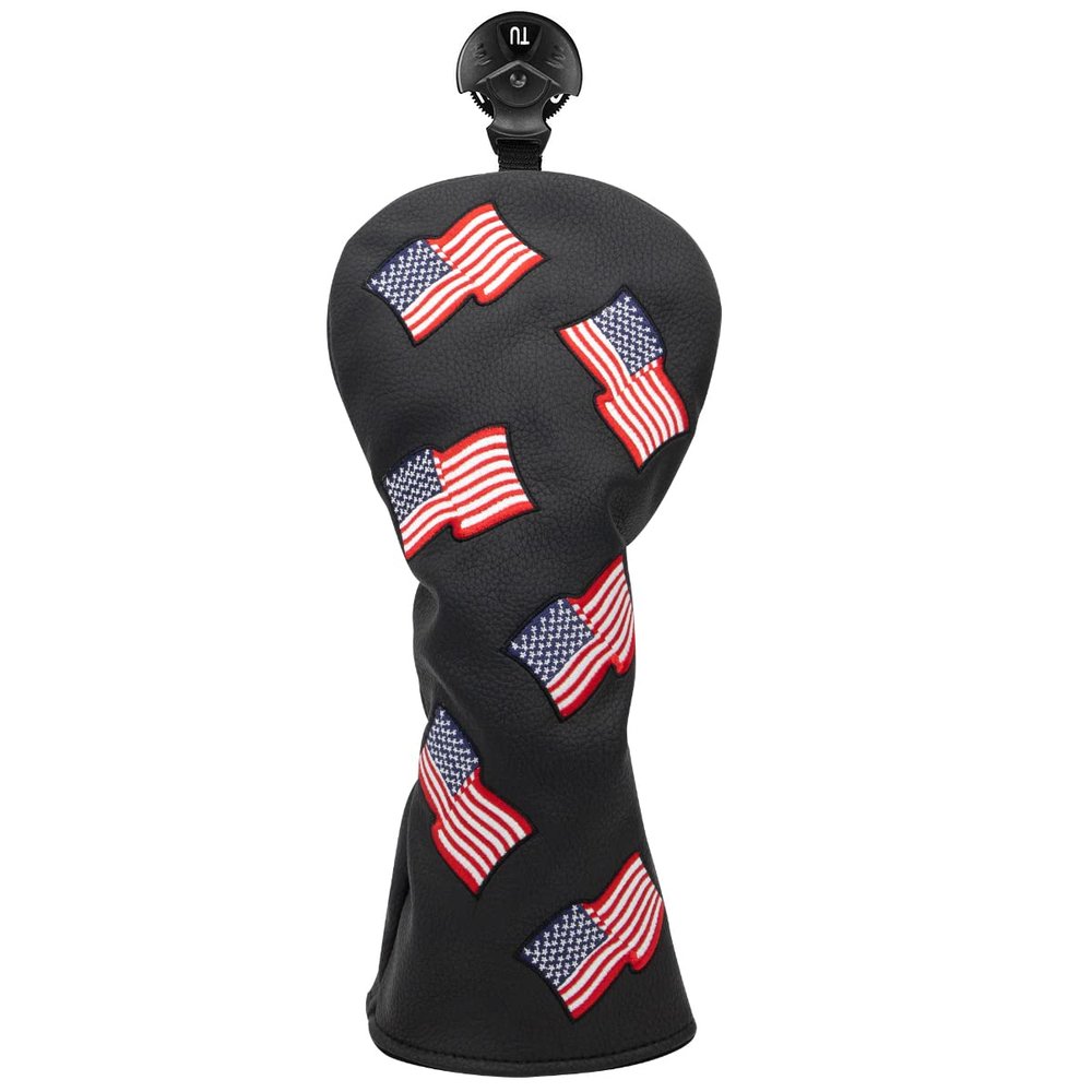 Barudan Golf Hybrid Head Cover - USA Patriotism Golf Hybrid Headcover Interchageable #2 3 4 5 6 UT - Synthetic Leather Golf Club Covers for Hybrds