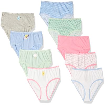 Maidenform Girls Cotton Hipster Underwear, 9 Pack Cute Universe 8 Years