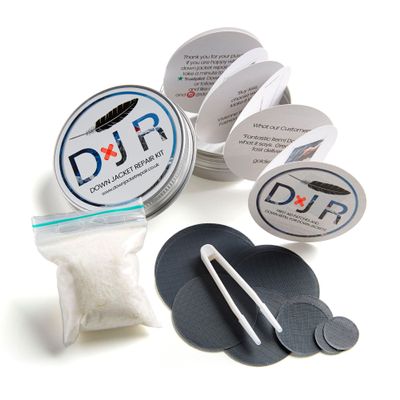 KIT-in-A-TIN - Repair Patches and Goose Down Top-Up for Down Jackets and Sleeping Bags (Dark Grey)