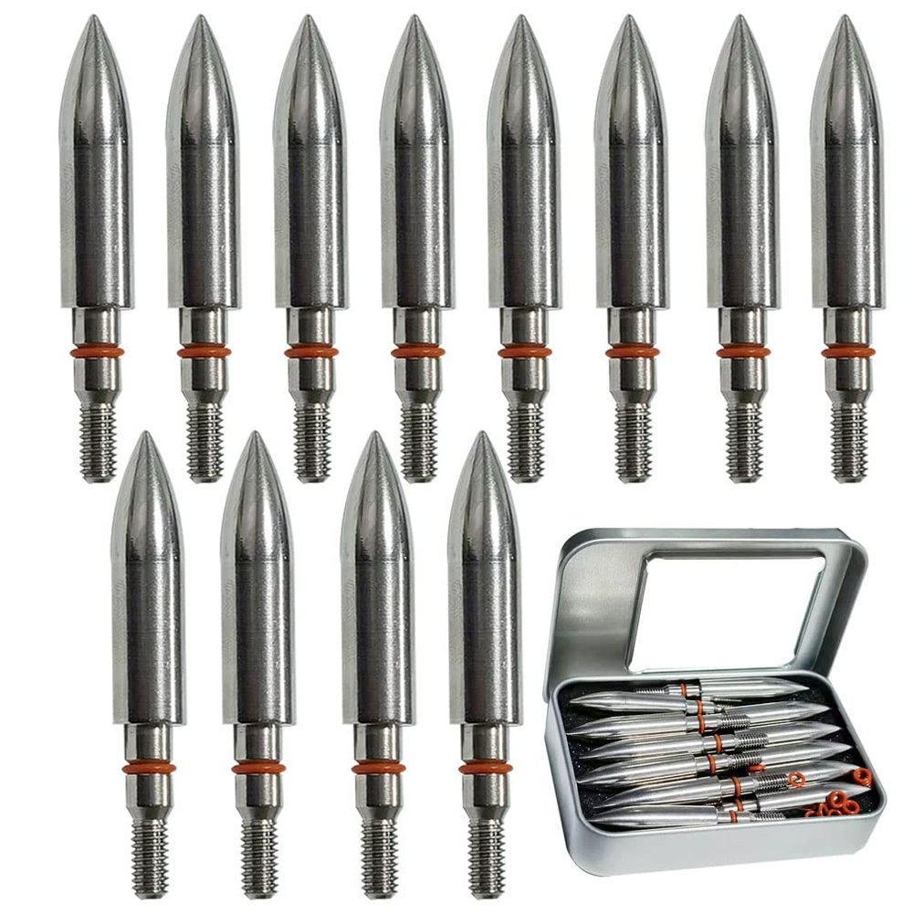 Archery Target Points 200 Grains Archery Field Points arrowheads,5/16 Stainless Steel Screw in Archery Field Tips and Broadheads (1 Dozen 12 PCS)
