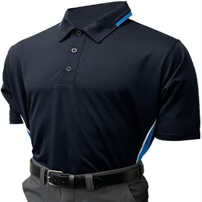 Smitty Men's Collegiate Softball Body Flex Short Sleeve Umpire Shirt (Small, Midnight Navy/Bright Blue)