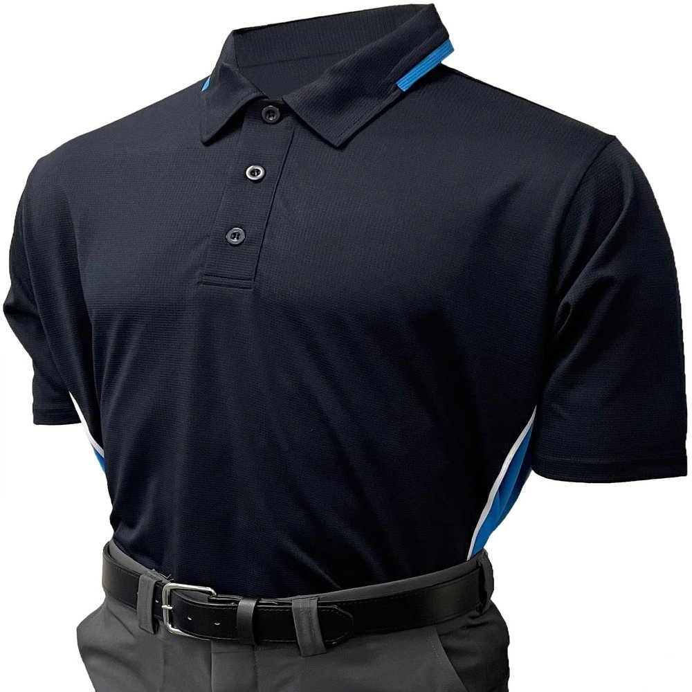 Smitty Men's Collegiate Softball Body Flex Short Sleeve Umpire Shirt (Small, Midnight Navy/Bright Blue)