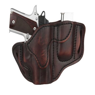 1791 Gunleather G43 Holster, OWB Leather Gun and Mag Holster for Belts. Compatible with Glock 43, Ruger LC9, SR22, Kimber Micro, Hellcat OSP and Others. Vintage Brown