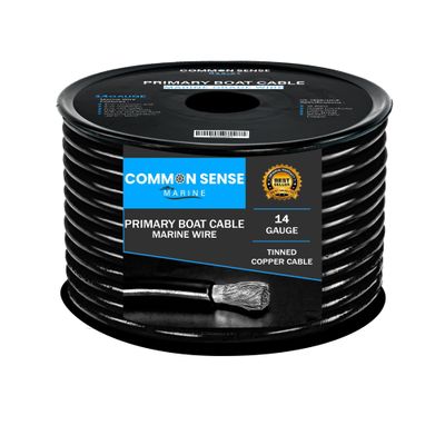 14 Gauge Primary Boat Cable - 20 ft Marine Grade Wire Tinned Oxygen-Free Copper - 14 AWG UL 1426 Standard PVC Wire for Boat, Automotive, Speakers, Camper & Trailers