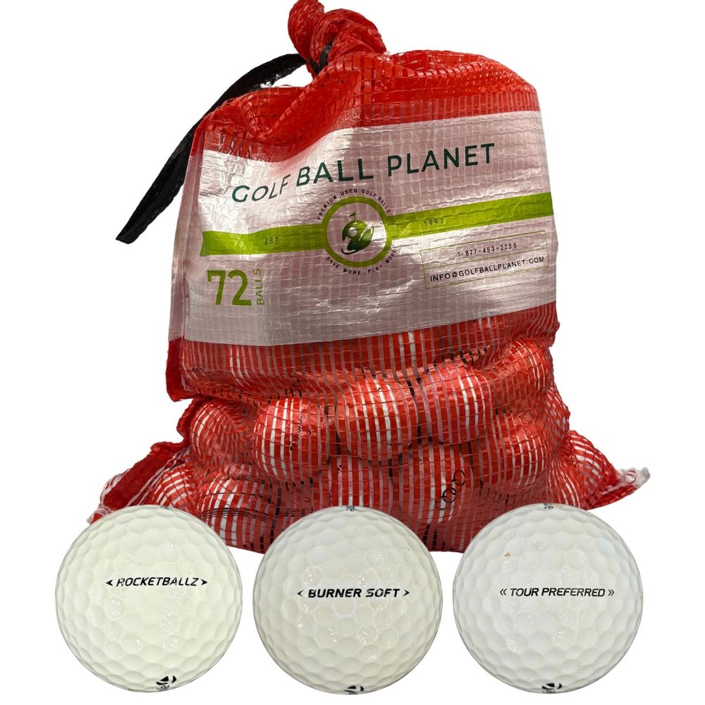 Golf Ball Planet 72 Used Golf Balls for Taylormade in Mesh Bag 3A/2A Condition