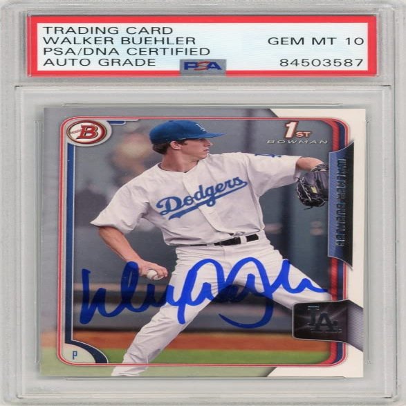 Walker Buehler 2015 Bowman 1st Autographed Card #46- PSA/DNA 10