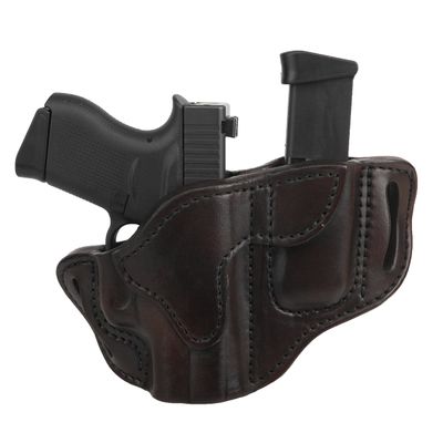 1791 Gunleather G43 Holster, OWB Leather Gun and Mag Holster for Belts. Compatible with Glock 43, Ruger LC9, SR22, Kimber Micro, Hellcat OSP and Others. Signature Brown