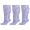 Luxury Divas Light Blue All Cotton 3 Pack Extra Heavy Slouch Socks Made In USA view 1