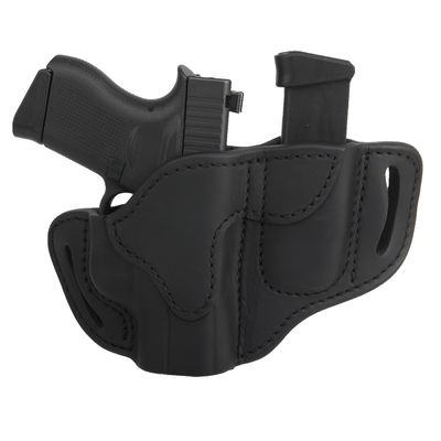1791 Gunleather G43 Holster, OWB Leather Gun and Mag Holster for Belts. Compatible with Glock 43, Ruger LC9, SR22, Kimber Micro, Hellcat OSP and Others. Stealth Black