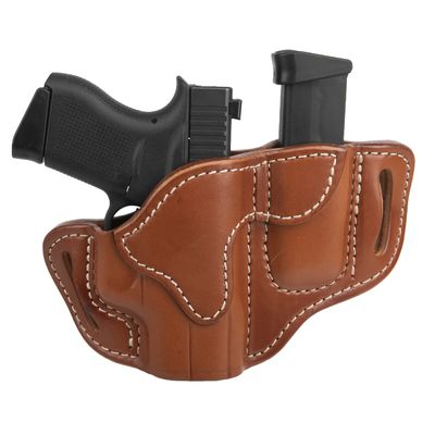1791 Gunleather G43 Holster, OWB Leather Gun and Mag Holster for Belts. Compatible with Glock 43, Ruger LC9, SR22, Kimber Micro, Hellcat OSP and Others. Classic Brown