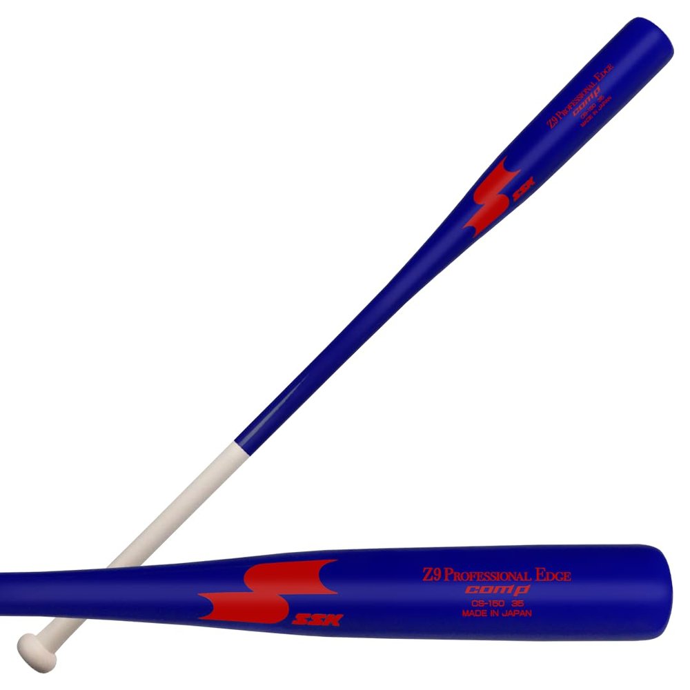 SSK Z9 Professional Edge Comp Coaches Wood Fungo Bat 33" 35" 37" - Baseball & Softball  22+ Colors - 60 Day Warranty (33", Natural/Royal/Red)