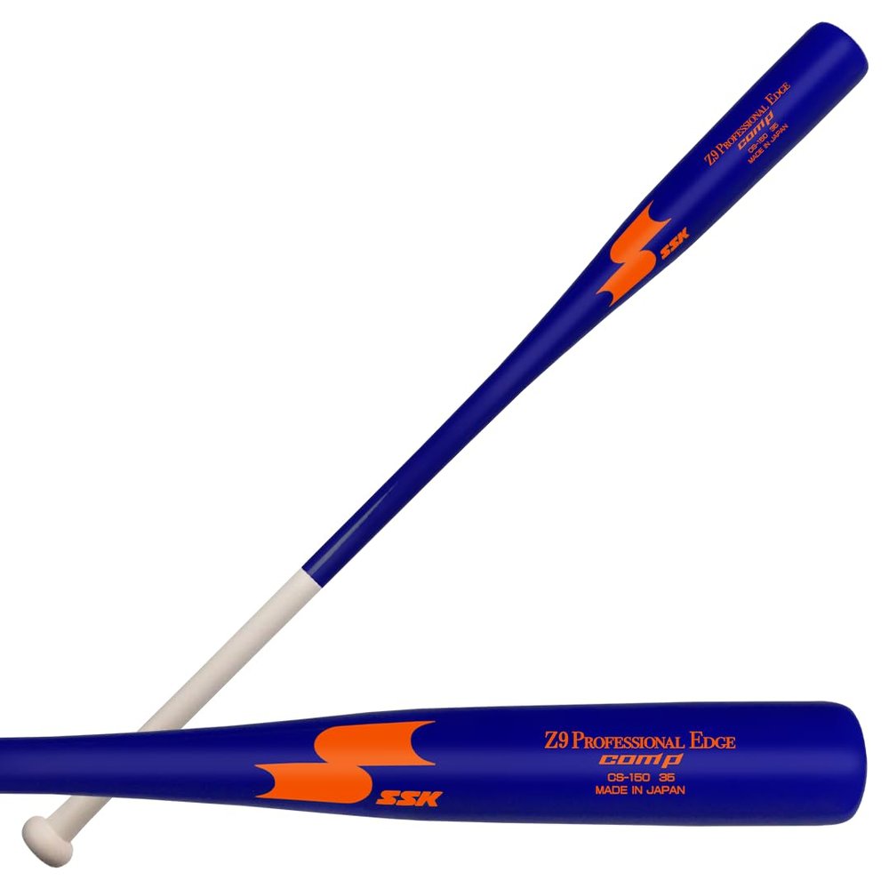 SSK Z9 Professional Edge Comp Coaches Wood Fungo Bat 33" 35" 37" - Baseball & Softball  22+ Colors - 60 Day Warranty (37", Natural/Royal/Orange)