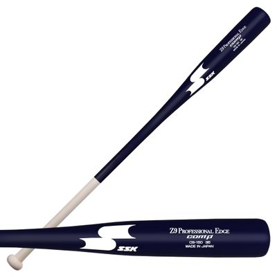 SSK Z9 Professional Edge Comp Coaches Wood Fungo Bat 33" 35" 37" - Baseball & Softball  22+ Colors - 60 Day Warranty (37", Natural/Navy/White)