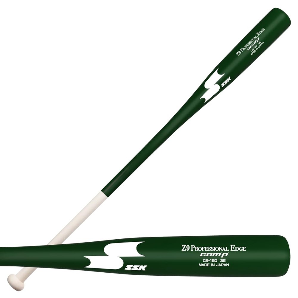 SSK Z9 Professional Edge Comp Coaches Wood Fungo Bat 33" 35" 37" - Baseball & Softball  22+ Colors - 60 Day Warranty (35", Natural/Forest/White)