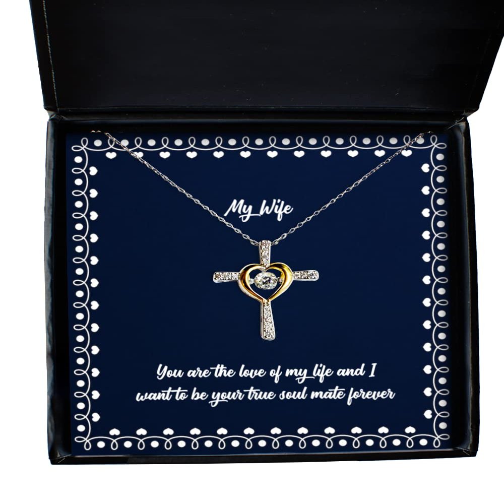 You are The Love of My Life and I Want to be Your True Soul Mate Forever Wife Cross Dancing Necklace, Best Wife, Jewelry for Wife