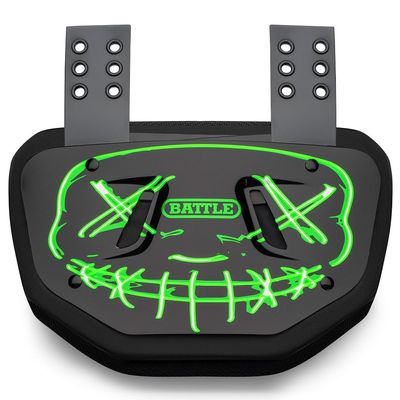 Battle Sports Novelty Football Back Plate  Hard Shell Lower Back Protector with Contoured Foam for High-Impact Protection - Adult, Nightmare, Neon Green