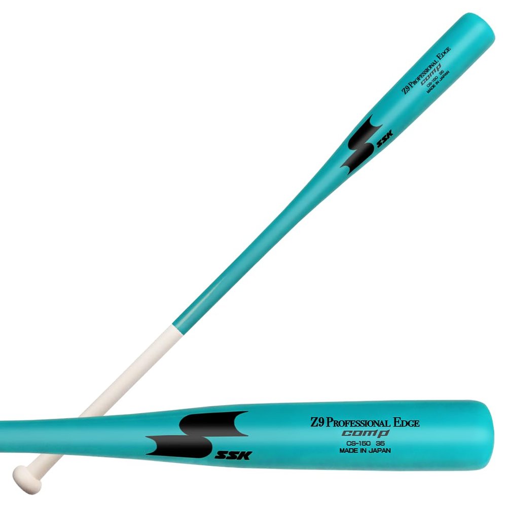 SSK Z9 Professional Edge Comp Coaches Wood Fungo Bat 33" 35" 37" - Baseball & Softball  22+ Colors - 60 Day Warranty (33", Natural/Teal/Black)