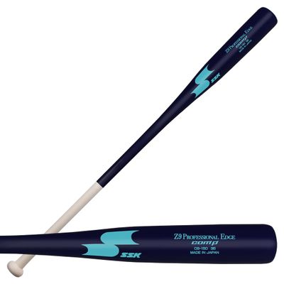 SSK Z9 Professional Edge Comp Coaches Wood Fungo Bat 33" 35" 37" - Baseball & Softball  22+ Colors - 60 Day Warranty (35", Natural/Navy/Teal)