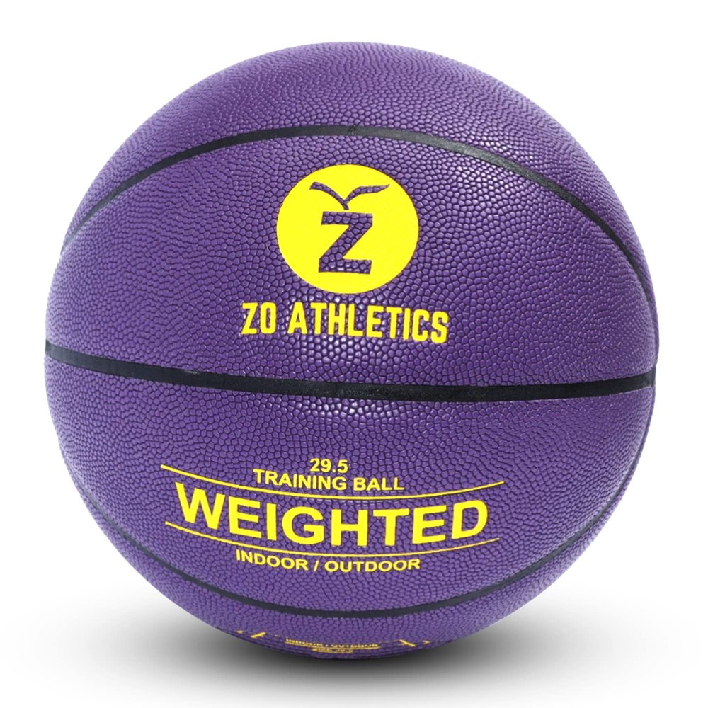 Zo Athletics Weighted Basketball - Workout Included on The 3lb Heavy Basketball for Training and Dribbling Drills - Training Equipment for Teen Boys and Girls (Purple)