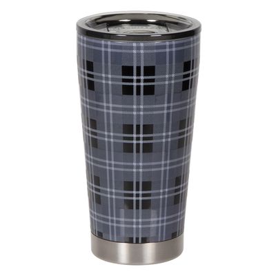 FIFTY/FIFTY 16oz - Black Plaid Tumbler w/Smoke Lid
