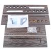 Floor Standing Pool Cue Rack for 12 Billiards and 2 Triangles, 12 Holes Billiard Pool Cue Stick Holder Compact Billiard Table Accessories, 28.7x6.7x22inch, Hole Diameter: 3.5cm/1.38inch view 3