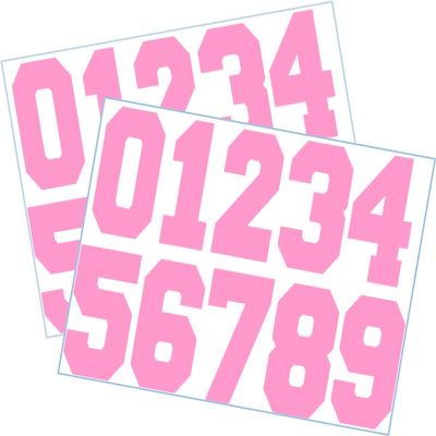 Sports Helmet Numbers 2" Tall by 1" White by Chalkallaboutit Baseball, Softball, Hockey, Football and Lacrosse (Pink)