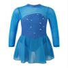 winying Kids Girls Sparkling Mock Neck Long Sleeves Balle Dance Gymnastic Leotard Ice Figure Skating Dress Sky Blue C 16 Years view 1