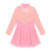 Oyolan Kids Girls Mesh Splice Skater Figure Ice Skating Dress Gymnastic Lreotard Athletic Ballet Dancewear Pink B 10 Years view 3
