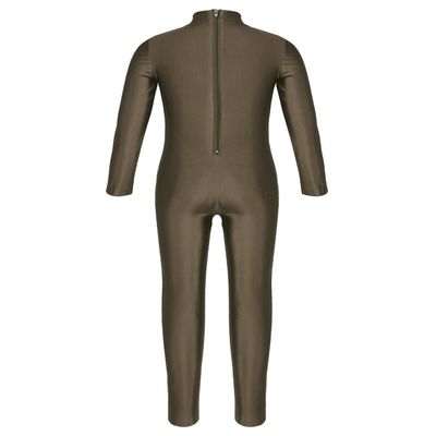 winying Girls Boys Spandex Crew Neck Full Body Unitard Gymnastics Leotard Catsuit Brown C 3-4 Years