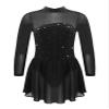 winying Kids Girls Sparkling Mock Neck Long Sleeves Balle Dance Gymnastic Leotard Ice Figure Skating Dress Black C 12 Years view 1