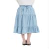 Tronjori Womens A Line Long Midi Denim Skirt Tired Pleated Layers Elastic Waist Front Drawstring(M, Light Blue) view 1