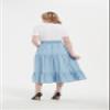 Tronjori Womens A Line Long Midi Denim Skirt Tired Pleated Layers Elastic Waist Front Drawstring(M, Light Blue) view 4