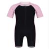 Manyakai Boys Girls One Piece Swimsuit Kids Short Sleeve Rash Guards Swimwear Surfing Wetsuit UPF 50+ Pink&Black 10-12 Years view 1