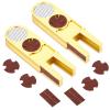 Maitys 2 Pcs Billiards Pool Cue Tip Shaper Tool Cue Tip Scuffer Burnisher Metal Sander Stick Tool U Shaped Multi Functional Trimmers Tapper with Sandpaper, Gold view 1