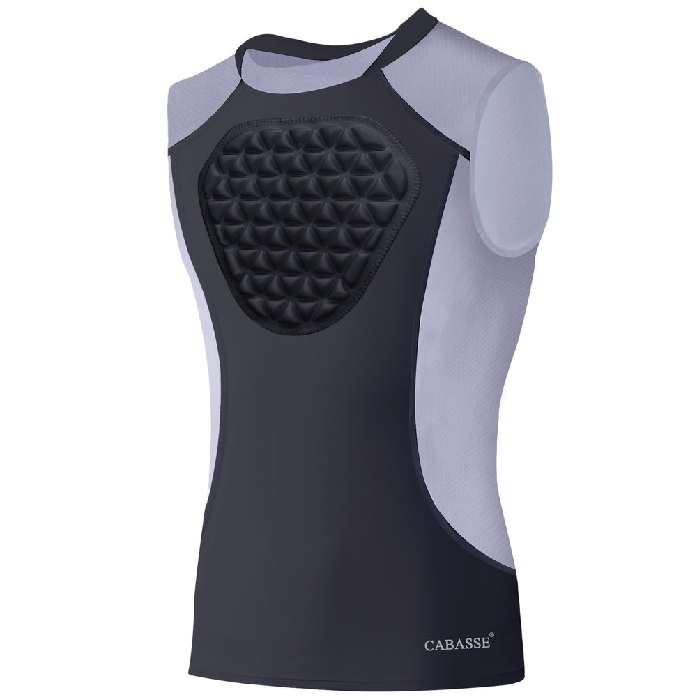 Cabasse Youth Chest Protector, Heart-Guard/Sternum Protection Shirt for Baseball, Football, T Ball, Lacrosse & Goalies (Large, Black Grey)
