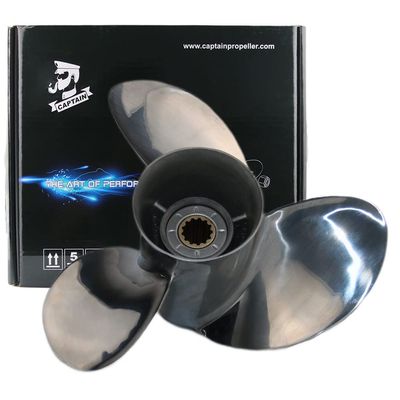 Boatman 11 1/8x14 Boat Propeller Polished Stainless Steel for Mercury Outboard Engines 25-70 HP,13 Tooth, RH