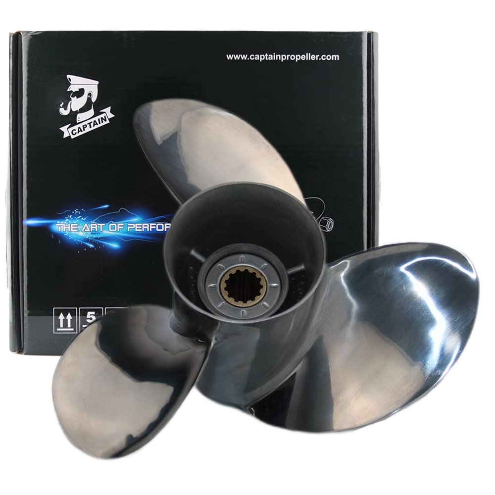 Boatman 11 1/8x14 Boat Propeller Polished Stainless Steel for Mercury Outboard Engines 25-70 HP,13 Tooth, RH