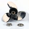 Boatman 11 1/8x14 Boat Propeller Polished Stainless Steel for Mercury Outboard Engines 25-70 HP,13 Tooth, RH view 2