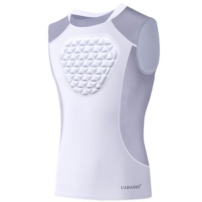 Cabasse Youth Chest Protector, Heart-Guard/Sternum Protection Shirt for Baseball, Football, T Ball, Lacrosse & Goalies (Large, White Grey)