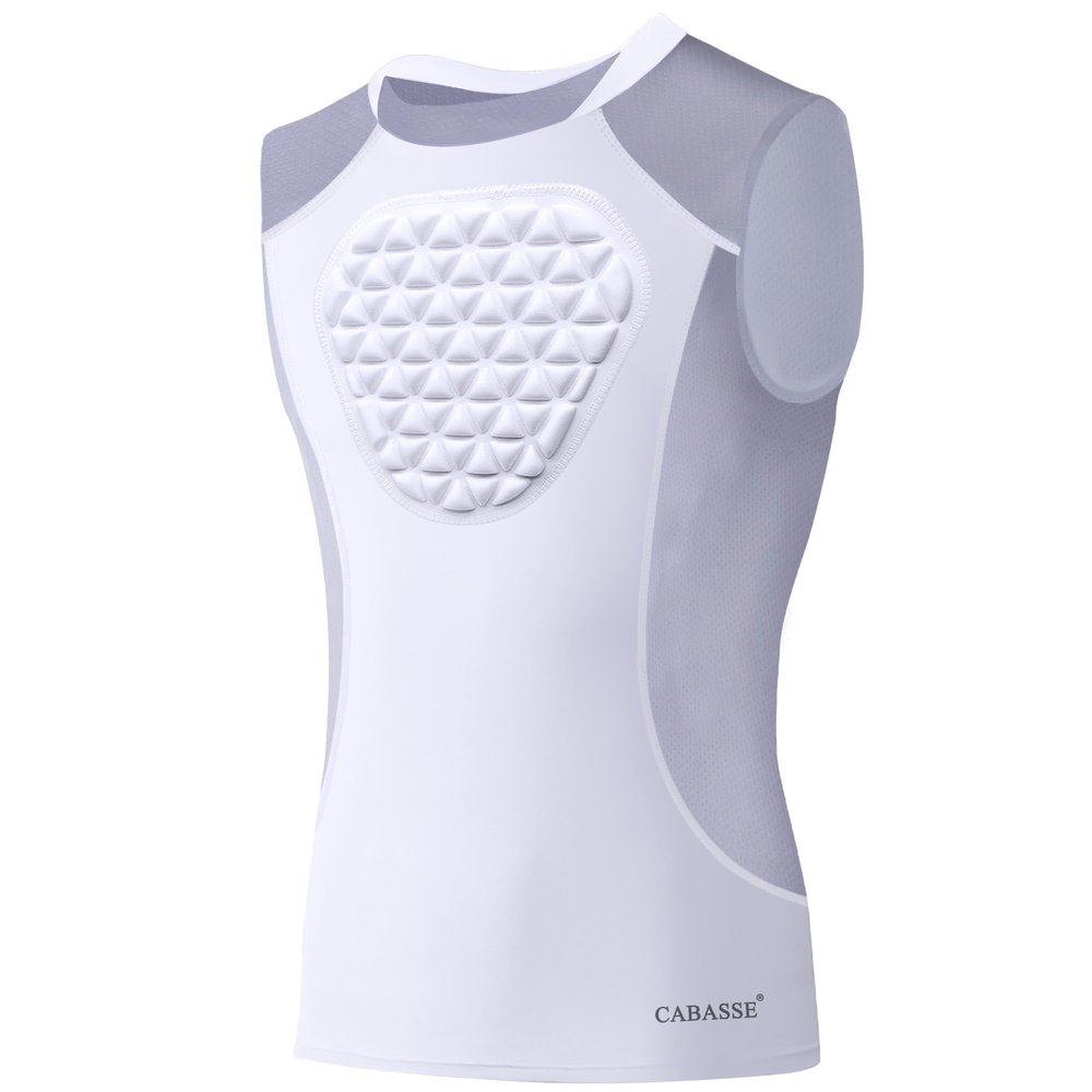 Cabasse Youth Chest Protector, Heart-Guard/Sternum Protection Shirt for Baseball, Football, T Ball, Lacrosse & Goalies (Large, White Grey)