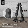 WF Athletic Supply 5-25 Lb Cast Iron Dumbbells Set with A Frame Storage Rack, Solid Gray/Black Hexagon Free Weights for Weight Lifting & Strength Training, Storage Rack Color Options Available view 3